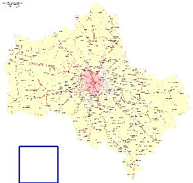 Transport carte de Oblast de Moscou