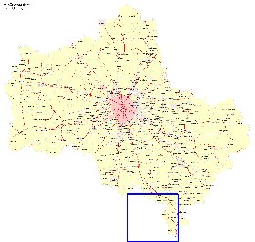 Transport carte de Oblast de Moscou