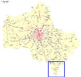 Transport carte de Oblast de Moscou