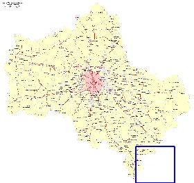 Transport carte de Oblast de Moscou