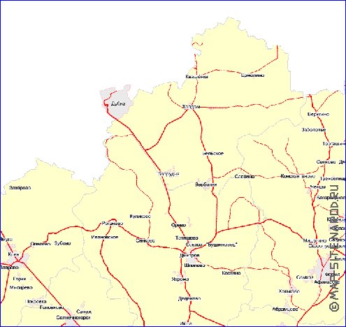 Transport carte de Oblast de Moscou