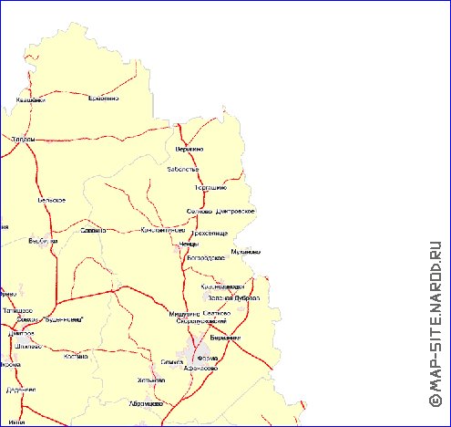 Transport carte de Oblast de Moscou