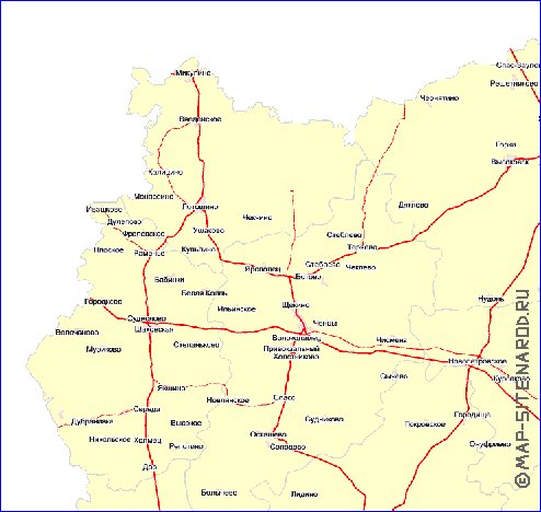 Transport carte de Oblast de Moscou