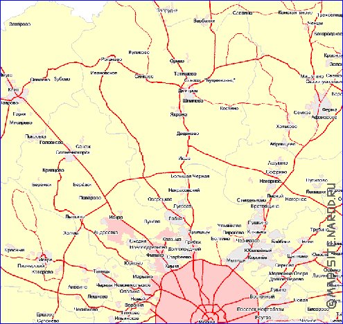 Transport carte de Oblast de Moscou