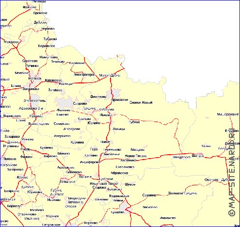 Transport carte de Oblast de Moscou