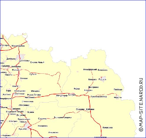 Transport carte de Oblast de Moscou