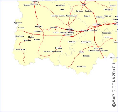 Transport carte de Oblast de Moscou