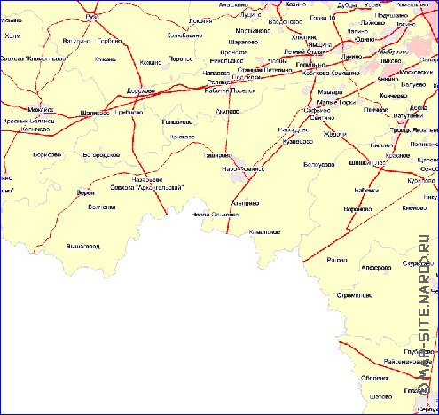 Transport carte de Oblast de Moscou