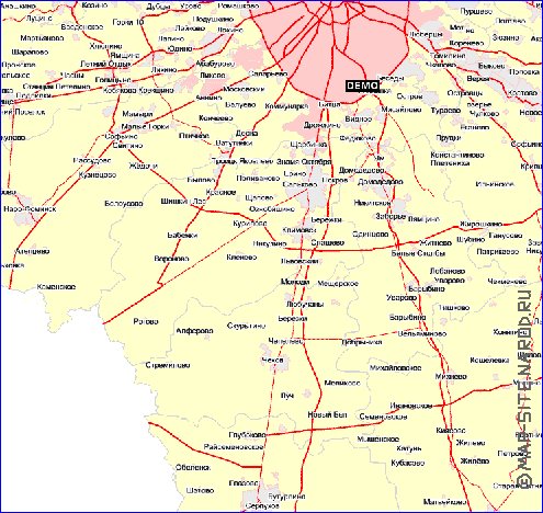 Transport carte de Oblast de Moscou