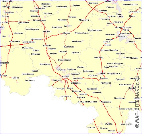 Transport carte de Oblast de Moscou