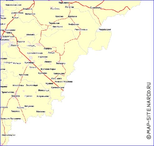 Transport carte de Oblast de Moscou