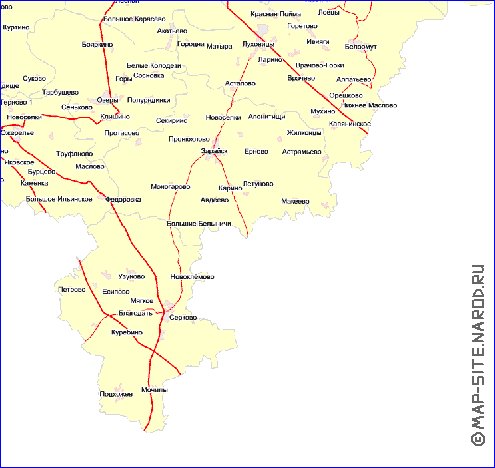 Transport carte de Oblast de Moscou