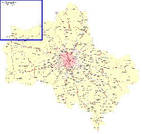 Transport carte de Oblast de Moscou