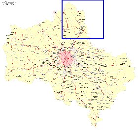 Transport carte de Oblast de Moscou