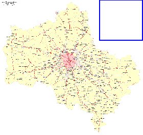 Transport carte de Oblast de Moscou