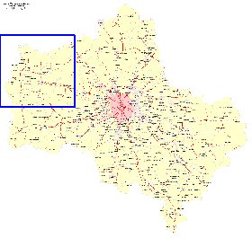 Transport carte de Oblast de Moscou