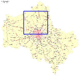 Transport carte de Oblast de Moscou