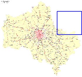 Transport carte de Oblast de Moscou