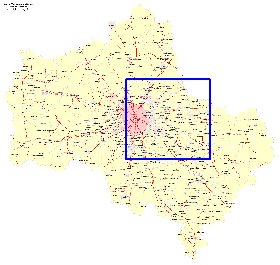 Transporte mapa de Oblast de Moscou