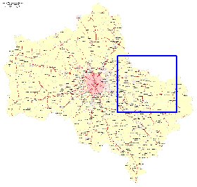 Transport carte de Oblast de Moscou