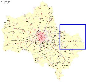 Transport carte de Oblast de Moscou