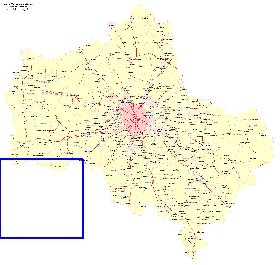 Transport carte de Oblast de Moscou