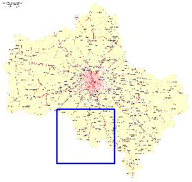 Transport carte de Oblast de Moscou