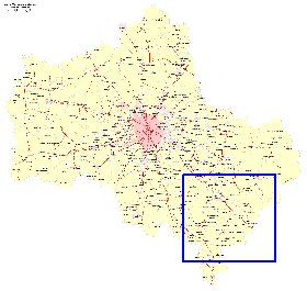 Transport carte de Oblast de Moscou