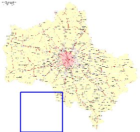 Transport carte de Oblast de Moscou