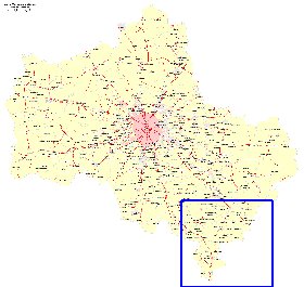 Transport carte de Oblast de Moscou