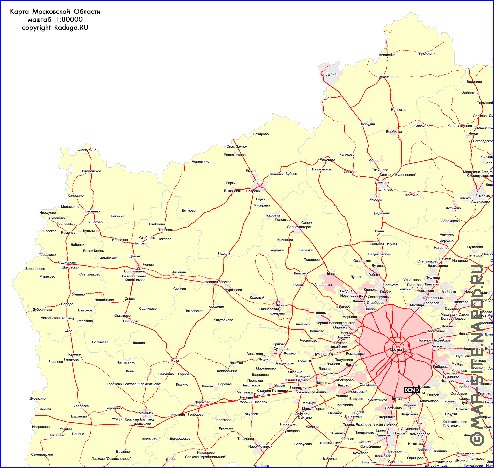 Transport carte de Oblast de Moscou