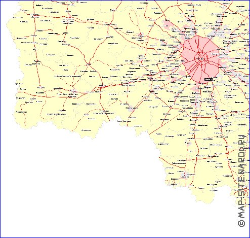 Transporte mapa de Oblast de Moscou