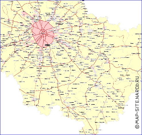 Transport carte de Oblast de Moscou