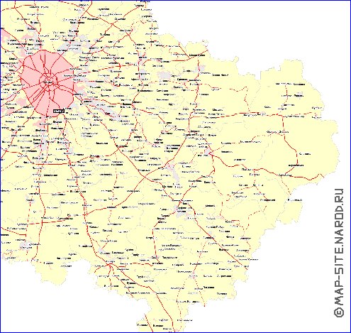 Transport carte de Oblast de Moscou