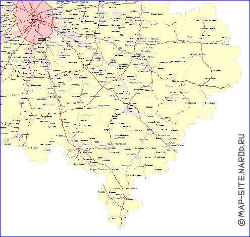 Transport carte de Oblast de Moscou