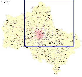 Transport carte de Oblast de Moscou