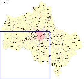 Transport carte de Oblast de Moscou