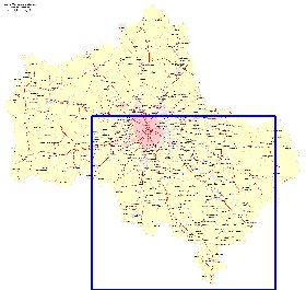 Transporte mapa de Oblast de Moscou