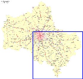 Transport carte de Oblast de Moscou