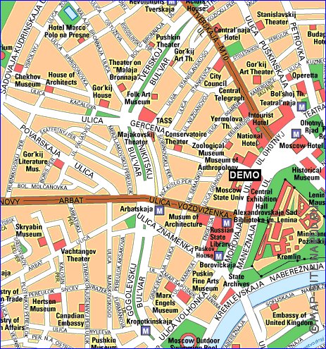 mapa de Moscovo em ingles
