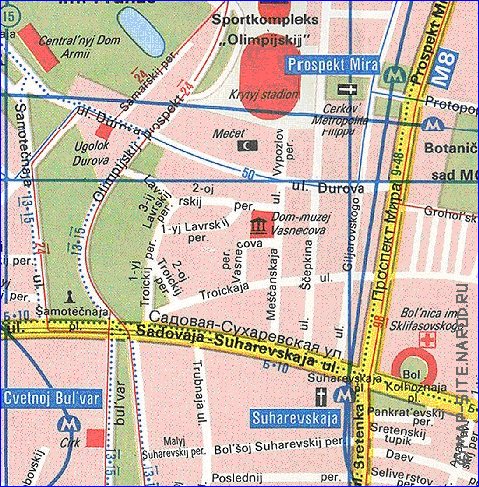 Transport carte de Moscou en anglais