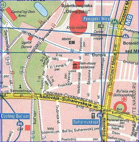 Transporte mapa de Moscovo em ingles