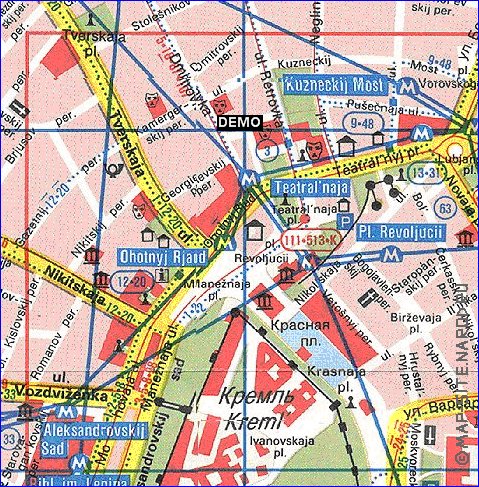 Transporte mapa de Moscovo em ingles