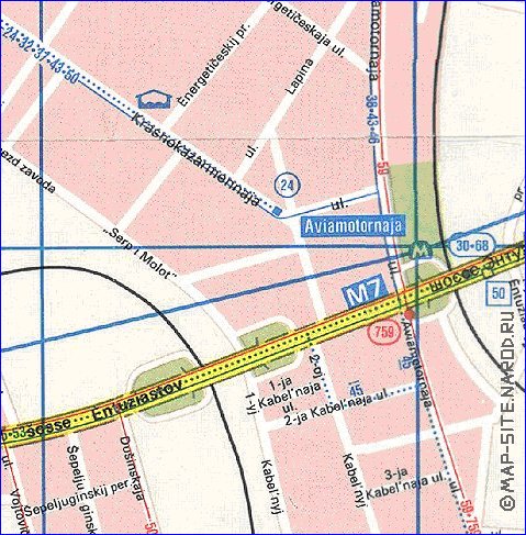 Transport carte de Moscou en anglais