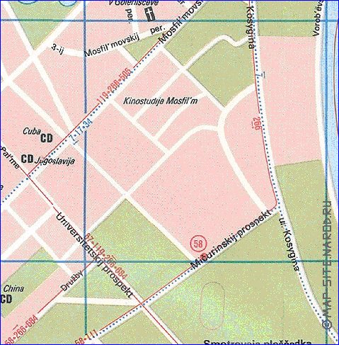 Transporte mapa de Moscovo em ingles