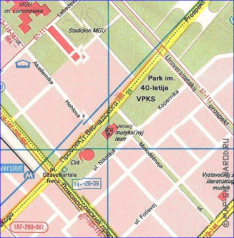 Transport carte de Moscou en anglais