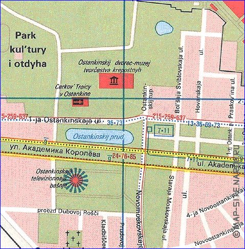 Transport carte de Moscou en anglais