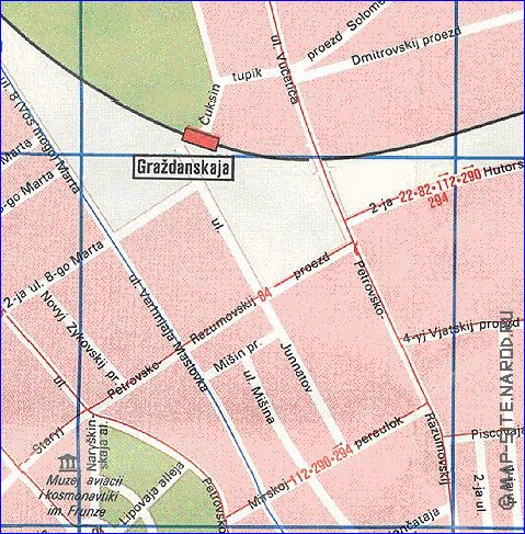 Transport carte de Moscou en anglais