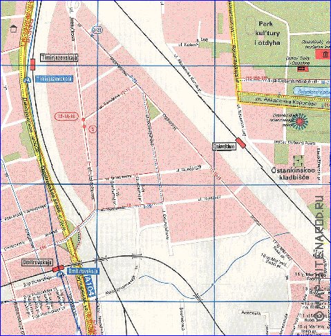 Transporte mapa de Moscovo em ingles