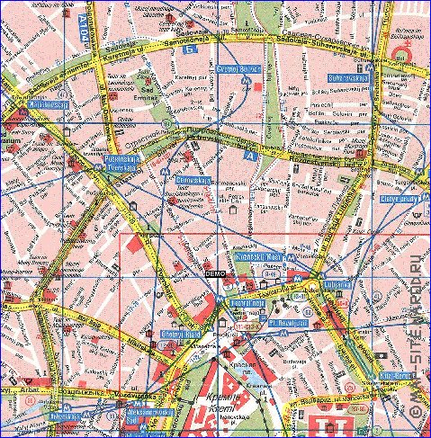 Transporte mapa de Moscovo em ingles